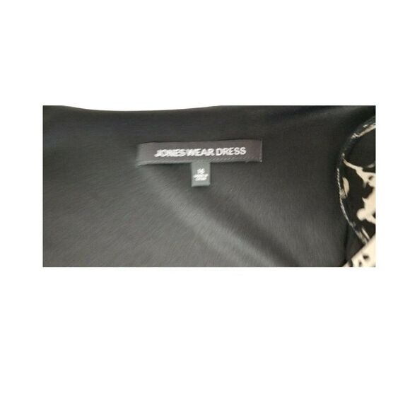 JONES WEAR V-Neck Multicolor Color Black/ Ivory Casual-Business Dress Size 16 - Picture 3 of 3